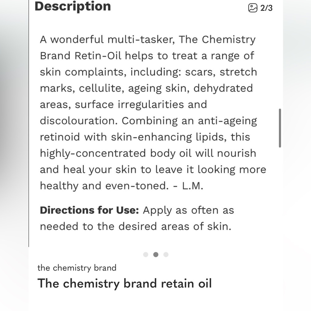 NIB The Chemistry Brand Retin-Oil Pro-Repair Body Oil 3.3 oz/100 ml - Picture 3 of 6